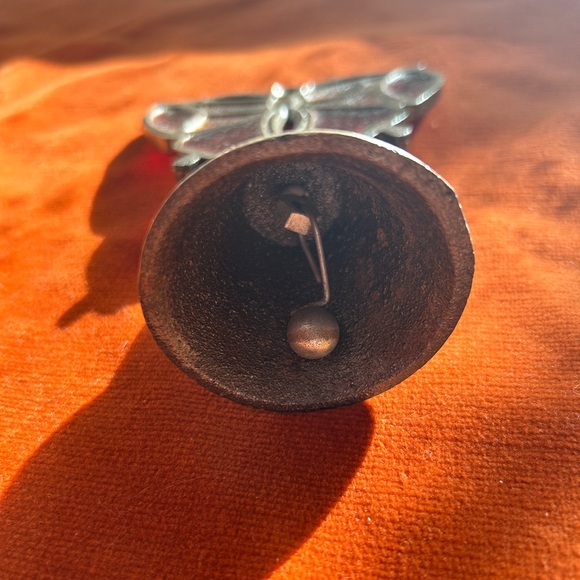 Vintage Cast Iron Stained Glass Butterfly Bell Hand Bell Dinner Bell - Picture 5 of 5